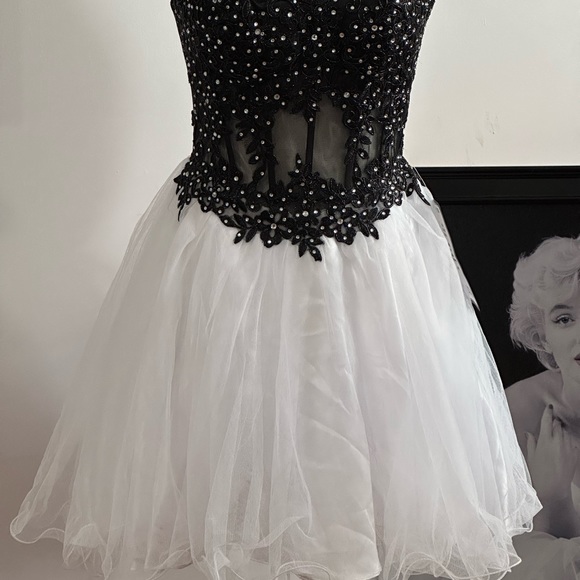 Blondie Nites Black/White sparkle tulle babydoll special occasion dress - Picture 2 of 7
